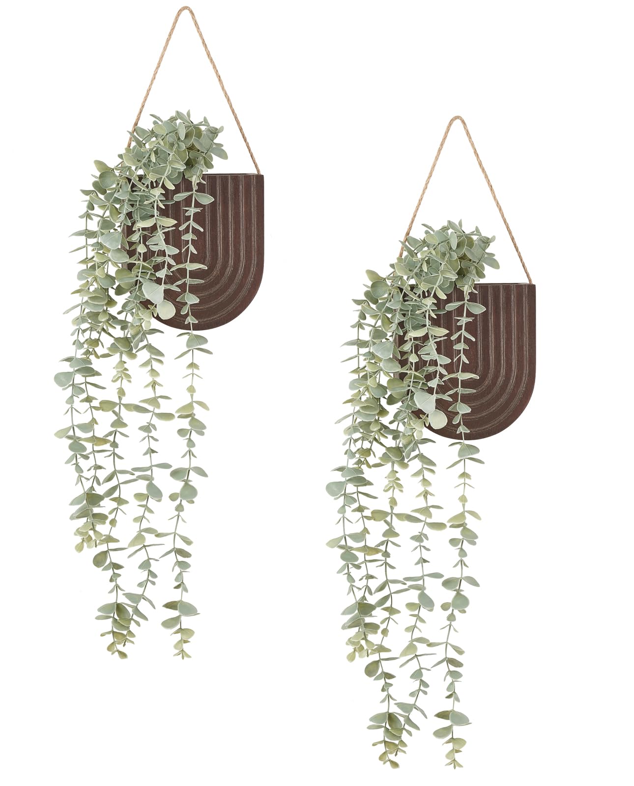 Dahey 2 Pack Wall Planter Vase with Hanging Fake Plants for Bathroom Decor