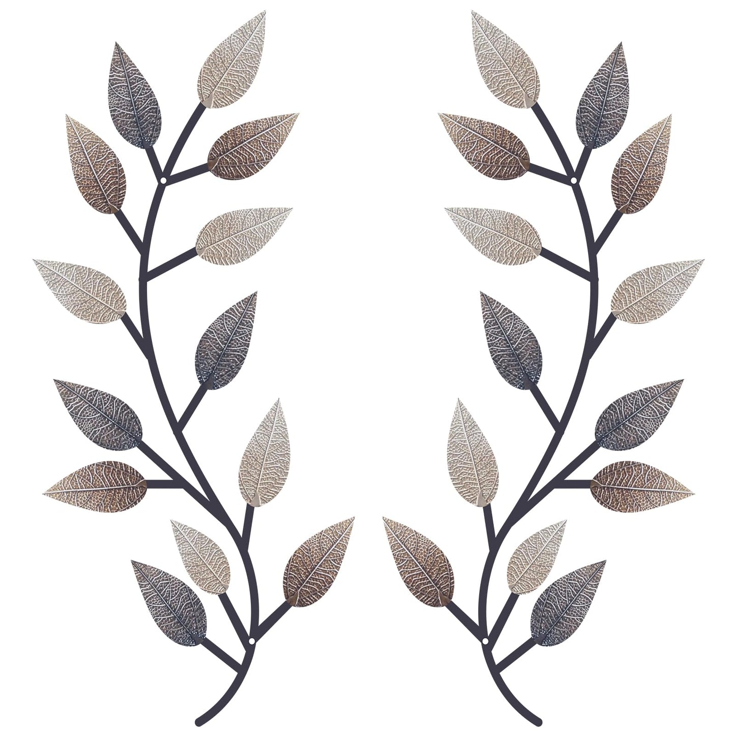 Zhengmy 2 Pcs Metal Leaf Wall Art Vine Branch Decor,Bright Colors