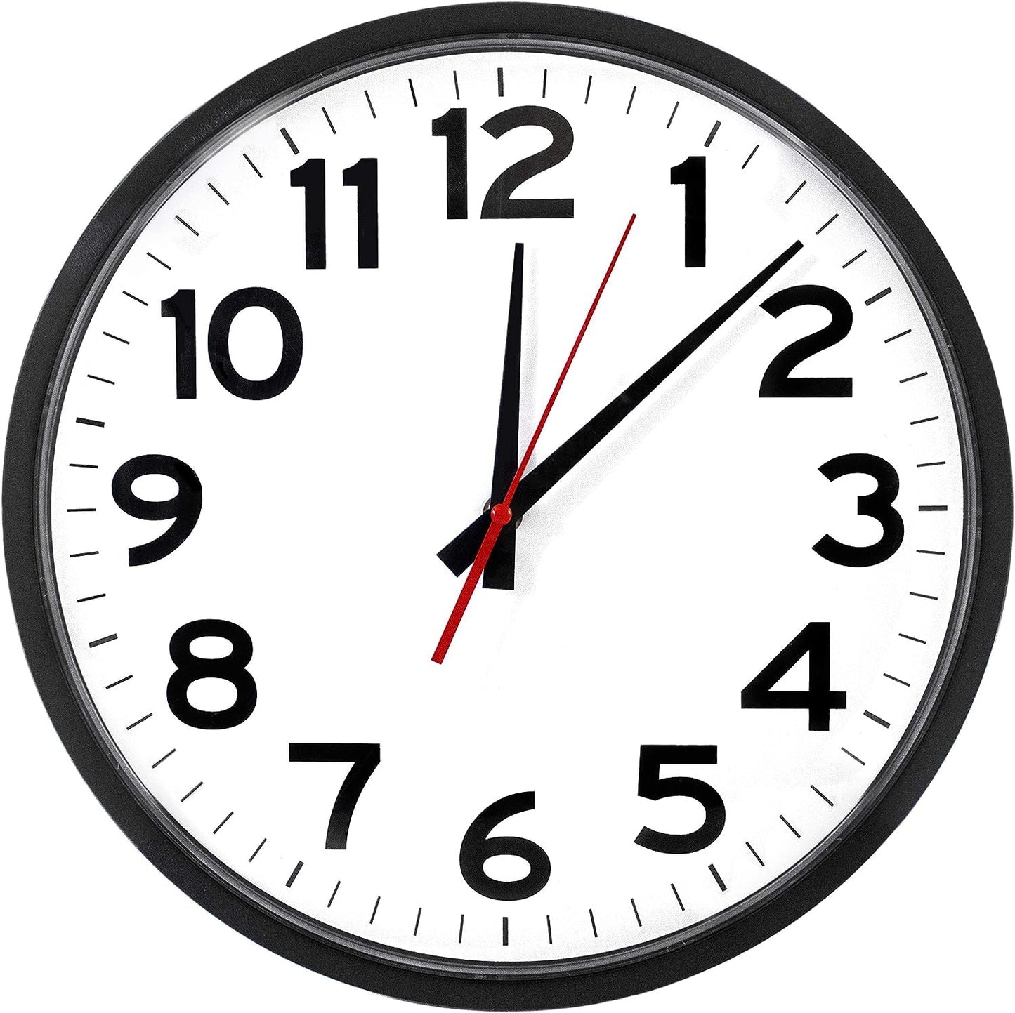 Ultimate Wall Clock 14" Quartz Wall Clock, Black, Easy-to-Read Display