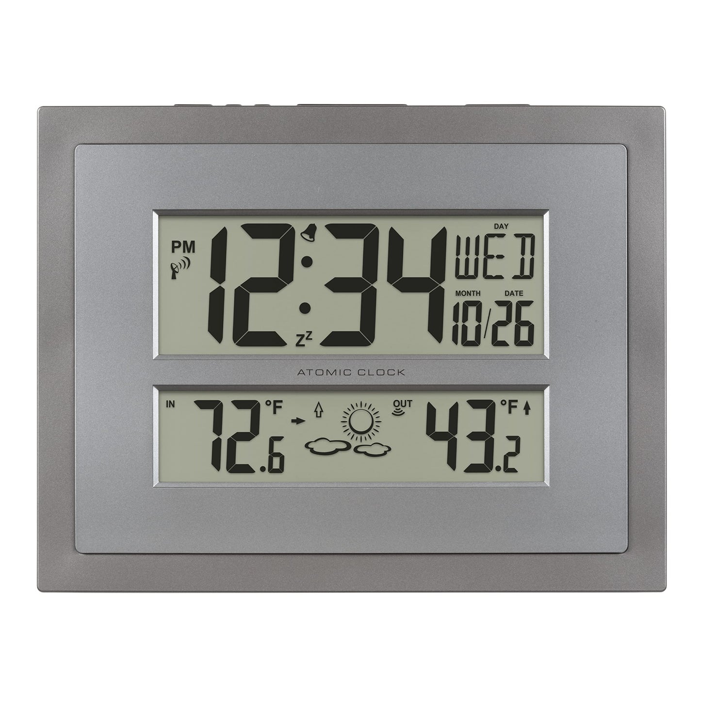 La Crosse Technology 512-85937 Gray Atomic Digital Clock with Temperature