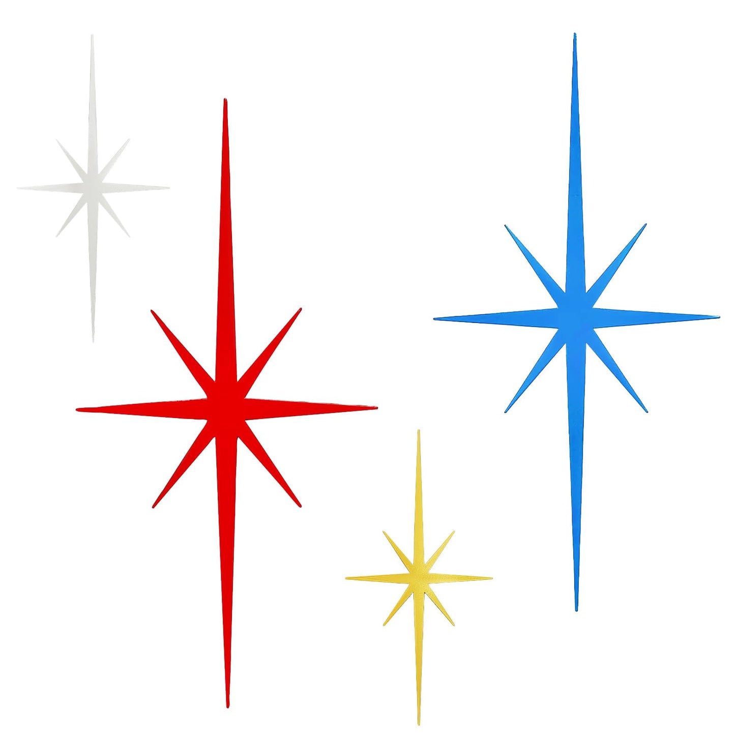 sxnzequnze 4 Pcs Star Wall Art for Home Decor Living Room Bedroom Office Metal 3D,Bling,with Hanging Hook Starburst Midcentury Sculpture Retro Gallery Accent Celestial -Gold 16.5in/9.4in