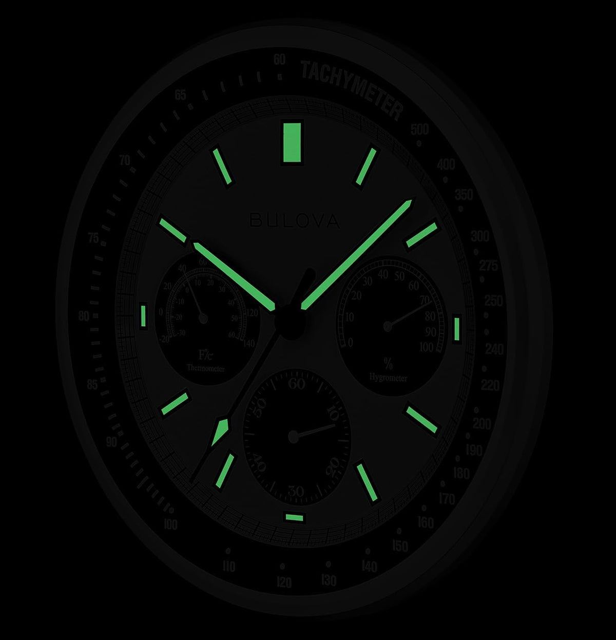 Bulova Lunar Pilot Wall Clock C1971 | Matte Silver Finish |Temperature & Hygrometer Display | Silent Sweep Quartz Movement | 13.75-Inch