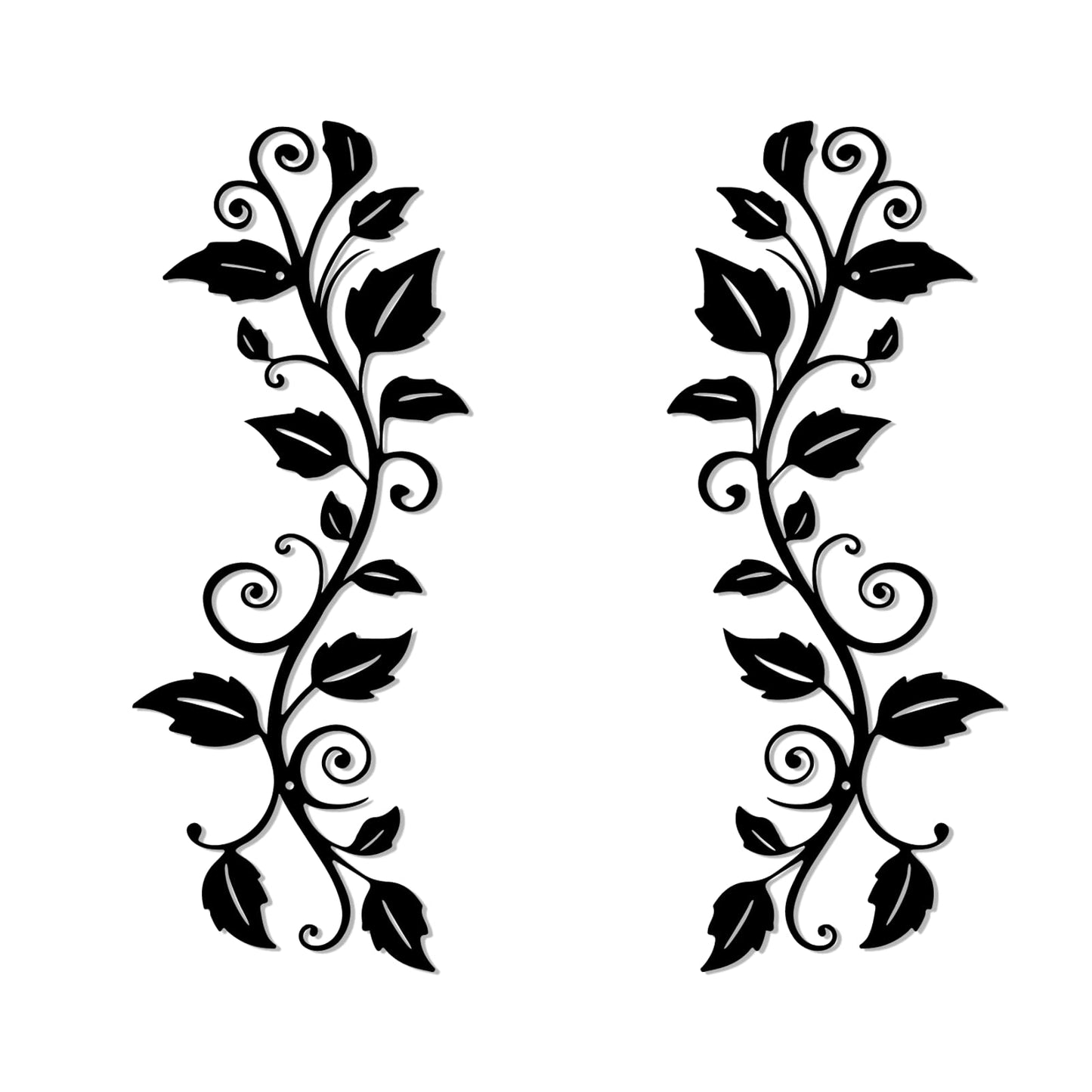DUOOLN 2 Pcs Metal Rose Tree Leaf Wall Decor, Long Iron Scroll Vine Wall Art Above, Rustic Hanging Sign Flowers Sculpture, For Above Door Living Room Office Indoor And Outdoor Decoration - Black