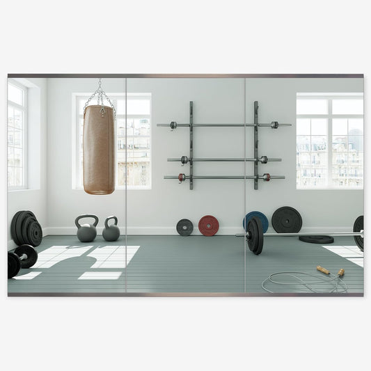 Home Gym Mirror 48"x24" 3PCS, Wall Mounted Frameless Tempered Glass Mirror