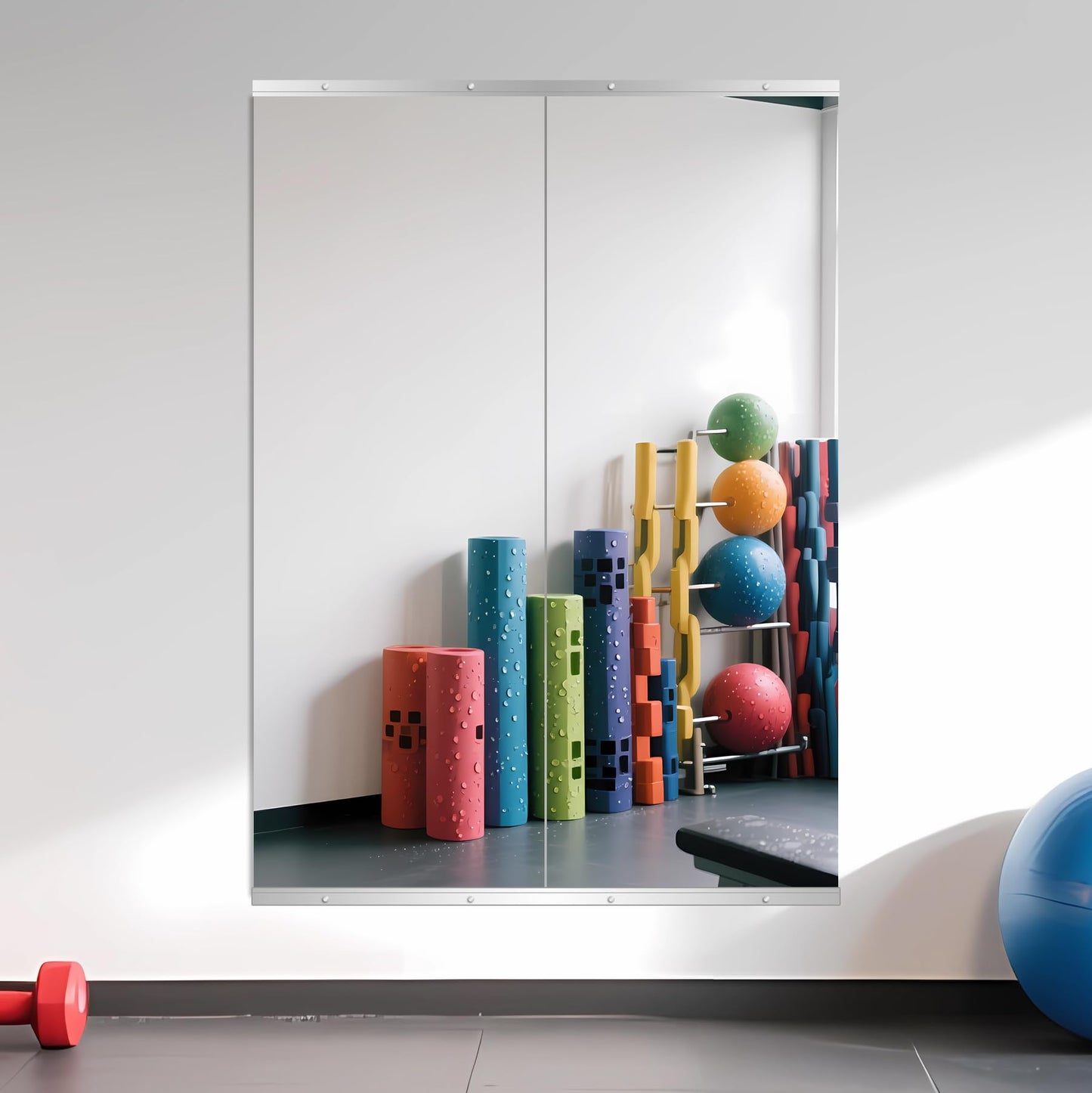 Ruomeng Home Gym Mirrors 12 Inch x 12Pcs Wall Mounted Mirror Glass Frameless Full Length Mirror Tiles for Home Gym, Bedroom, Door & Bathroom
