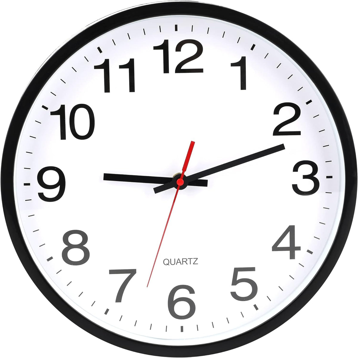12In Wall Clock,Modern,Battery Operated,Non-Ticking Analog Clock,Black
