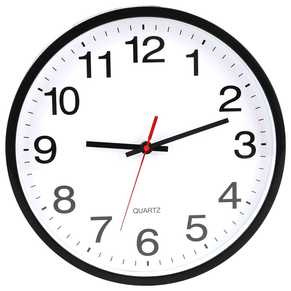 12In Wall Clock,Modern,Battery Operated,Non-Ticking Analog Clock,Black