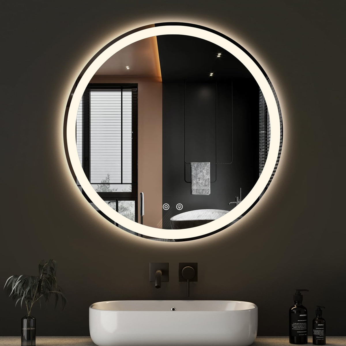 NEWBULIG 20X30 Inch Arched Bathroom Wall Mirror for Over Sink, Gold