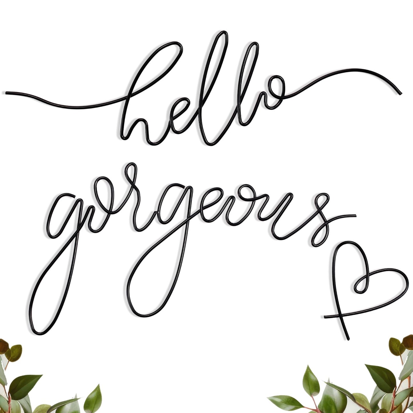 Hicarer Metal Hello Gorgeous Wall Art Minimalist Wall Decor,Gold,Classic