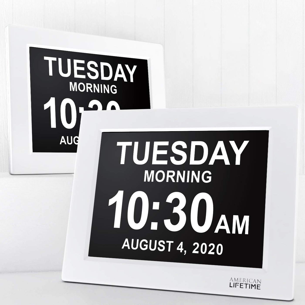 American Lifetime New 2026 Dementia Clock Large for Seniors, Digital Clock Large Display with Custom Alarms, Clock with Day & Date for Elderly, Number Digital Clock 12 Inches White