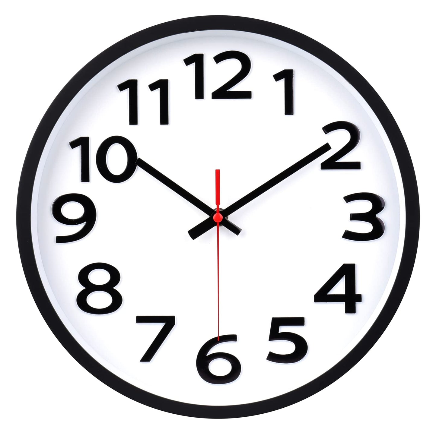 Wall Clock 12 Inch Silent Non-Ticking Big Numbers Easy to Read Wall Clocks Decorative for Office School Bedroom Home