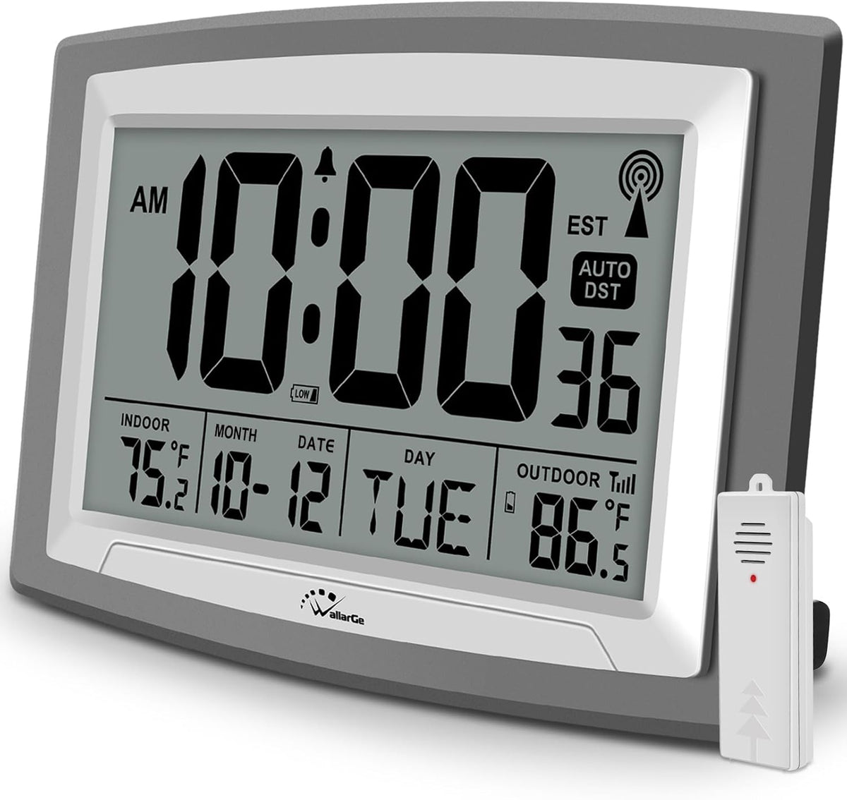 WallarGe Atomic Clock 12.5 Inch Self-Setting Digital Wall Clock