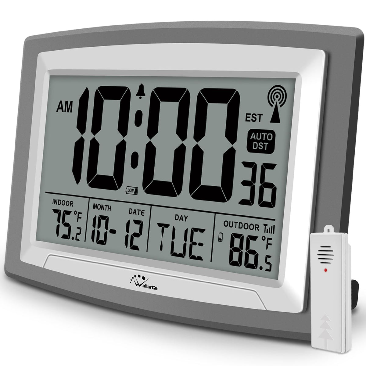 WallarGe Atomic Clock 12.5 Inch Self-Setting Digital Wall Clock