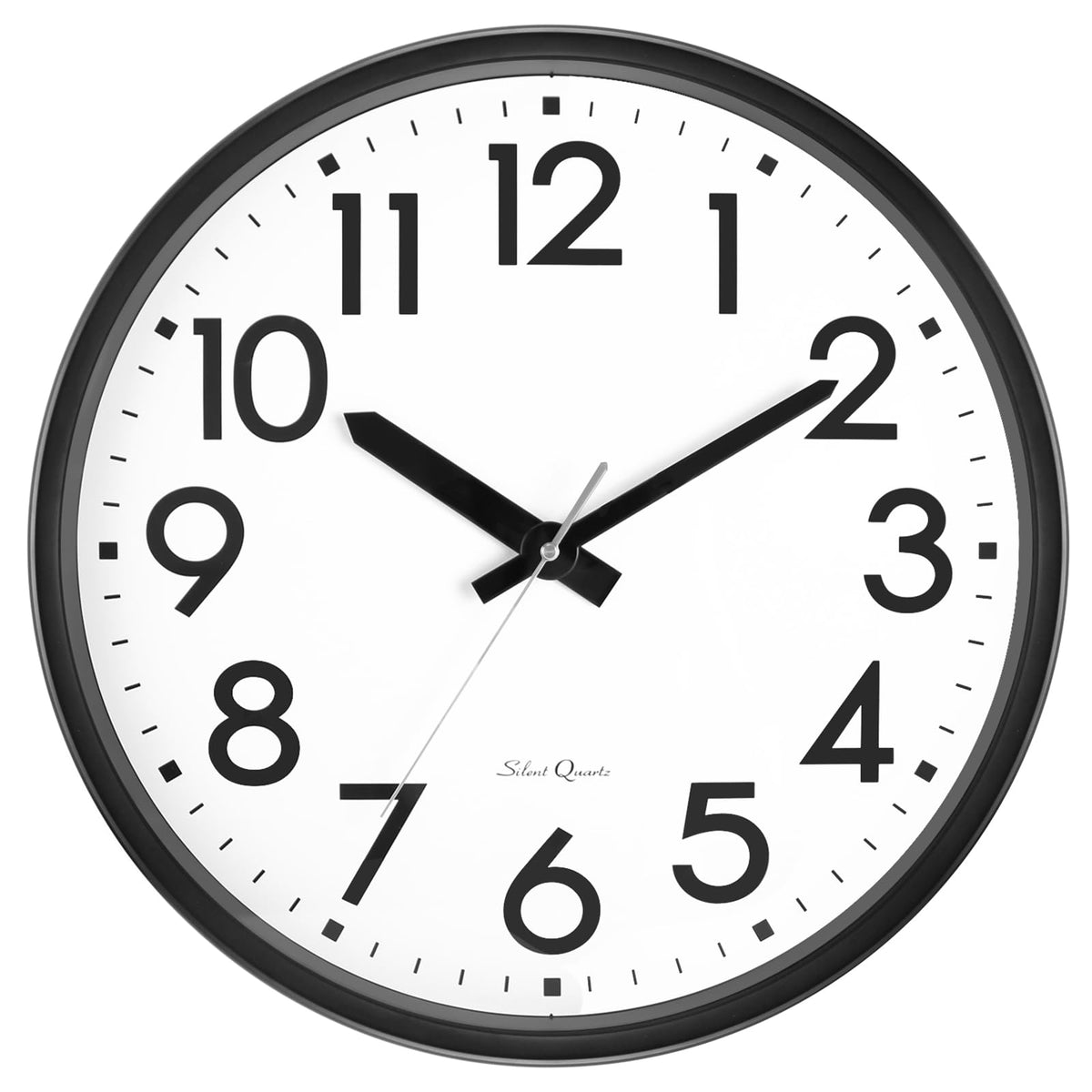 Caysie 12 Inch Large 3D Numbers Silent Non Ticking Wall Clock, Modern Quartz Battery Operated Round Clock, Decorative for Kitchen, Bedroom, Living Room, Office (Black)