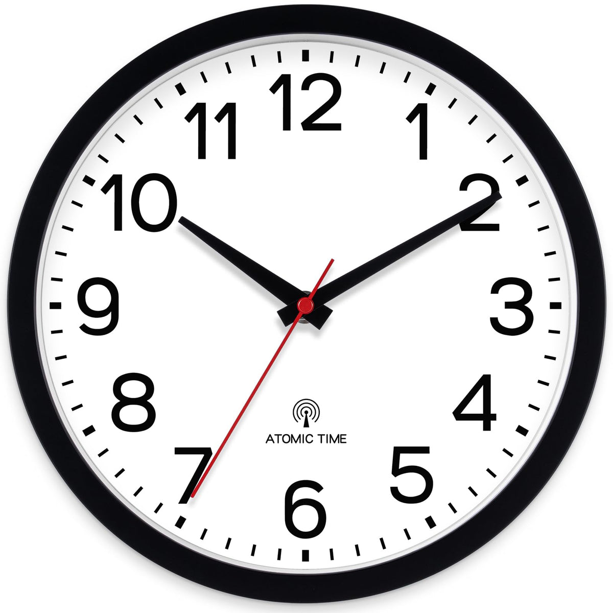 AKCISOT 12 Inch Wall Clock, Silent Battery Operated Analog Clock, Black