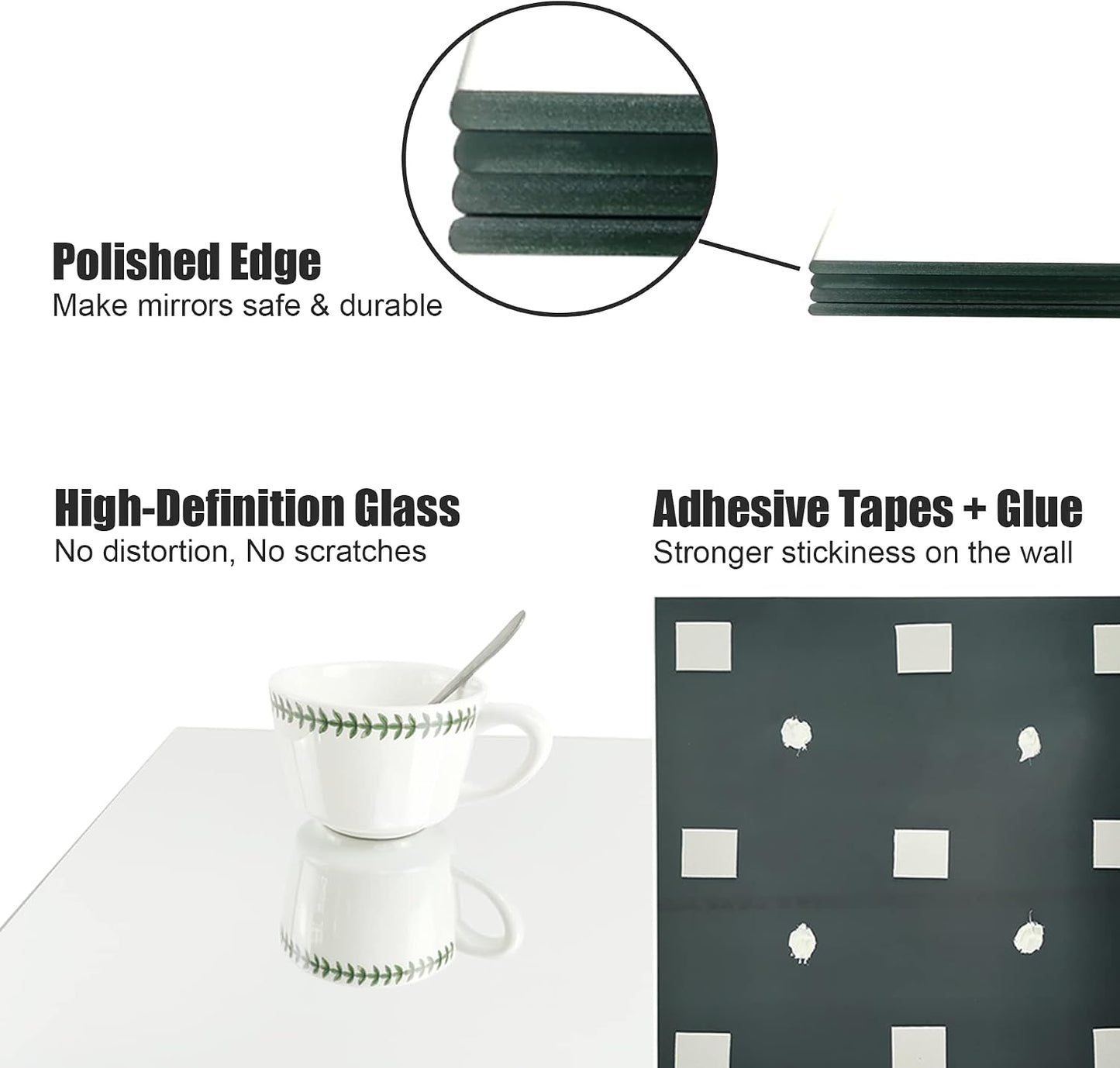 TRAHOME Home Gym Mirror Tiles for Wall, 14"x12"x12PCS Full Length Mirror