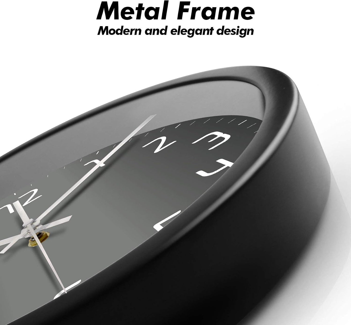 Silent Non-Ticking Analog Wall Clock, Gradient Black, 12''