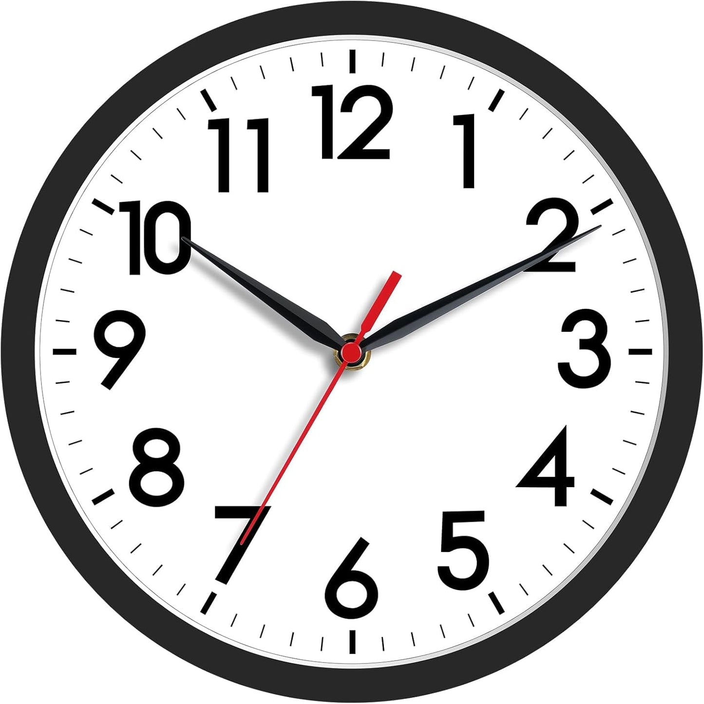 AKCISOT 12 Inch Wall Clock, Silent Battery Operated Analog Clock, Black
