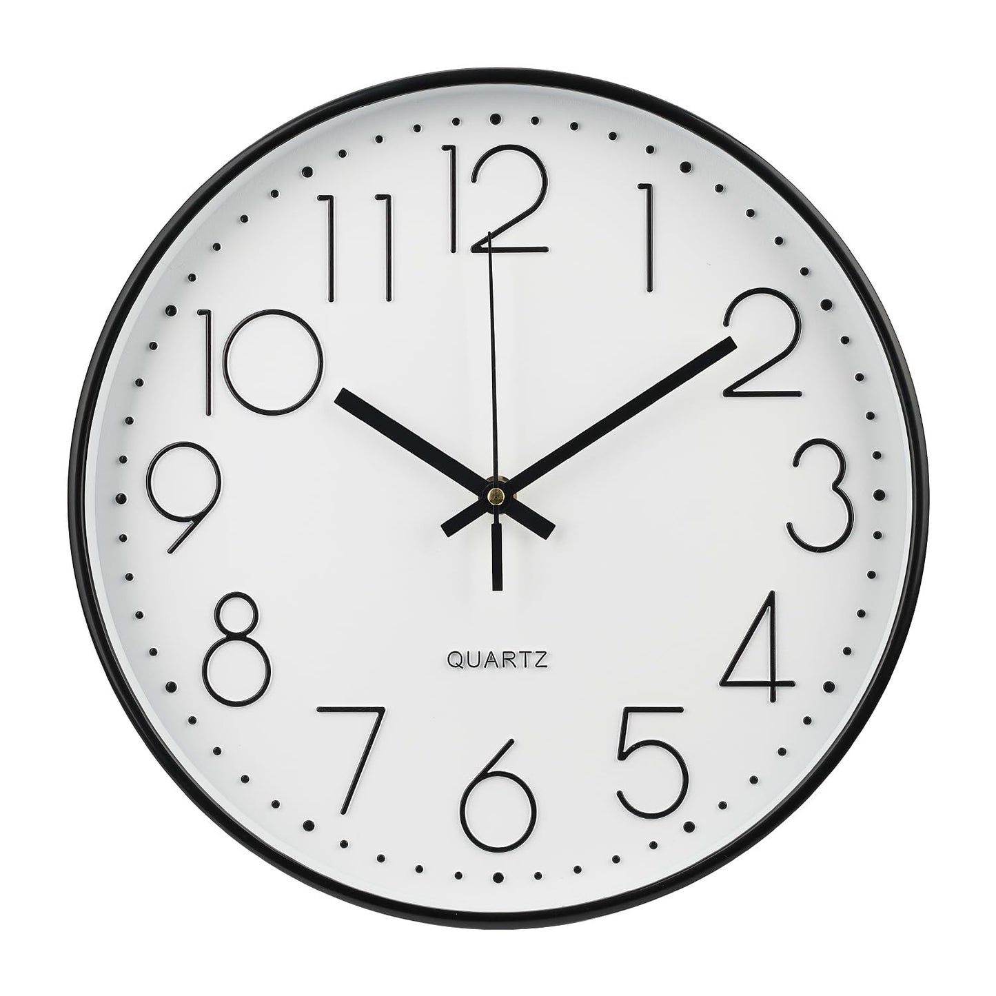 Wall Clock 12 Inch Non-Ticking Silent Modern Simple Style Round Decor Clock Gold Stereoscopic Dial Quartz Wall Clocks for Home/Office/School/Living Room/Bedroom/Kitchen