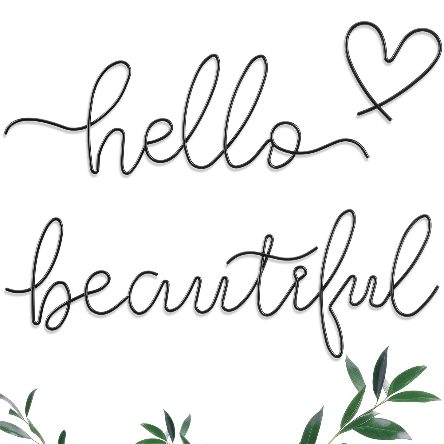 Hicarer Metal Hello Gorgeous Wall Art Minimalist Wall Decor,Gold,Classic