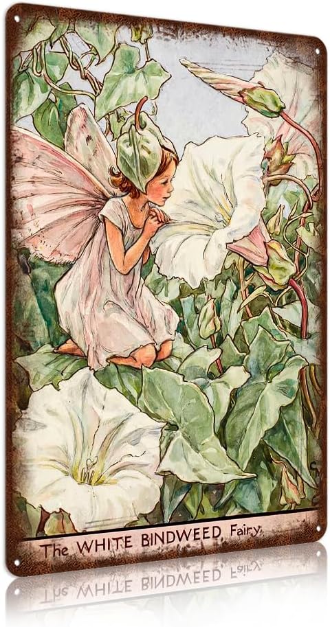 Flower Fairy Wall Decor Vintage Metal Tin Signs Fairy Garden Accessories