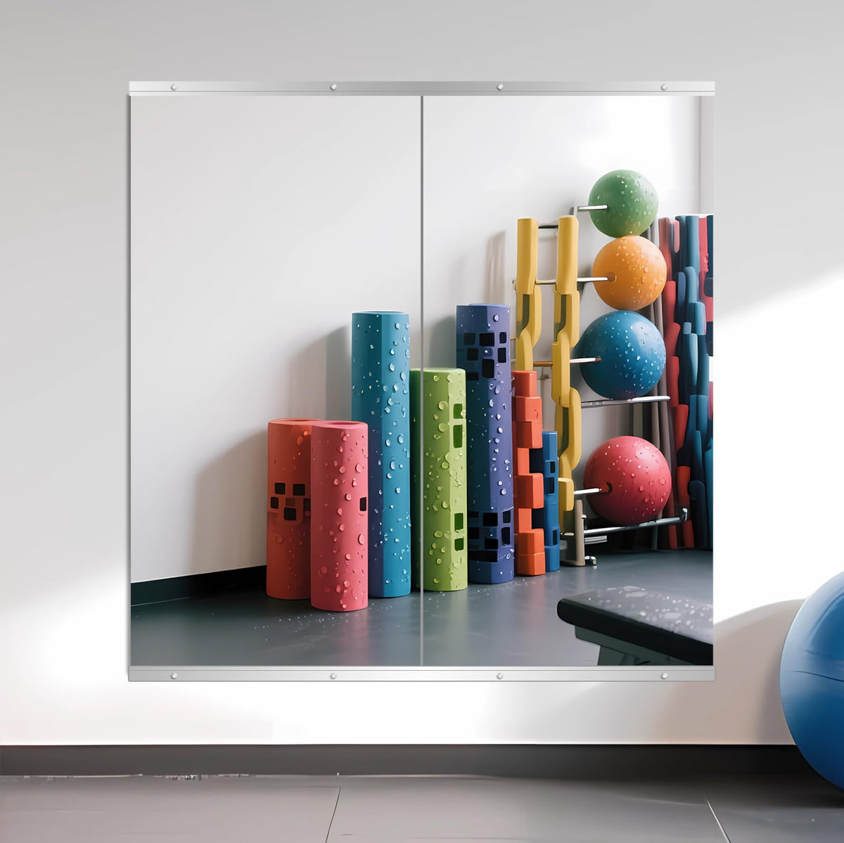 Ruomeng Home Gym Mirrors 12 Inch x 12Pcs Wall Mounted Mirror Glass Frameless Full Length Mirror Tiles for Home Gym, Bedroom, Door & Bathroom