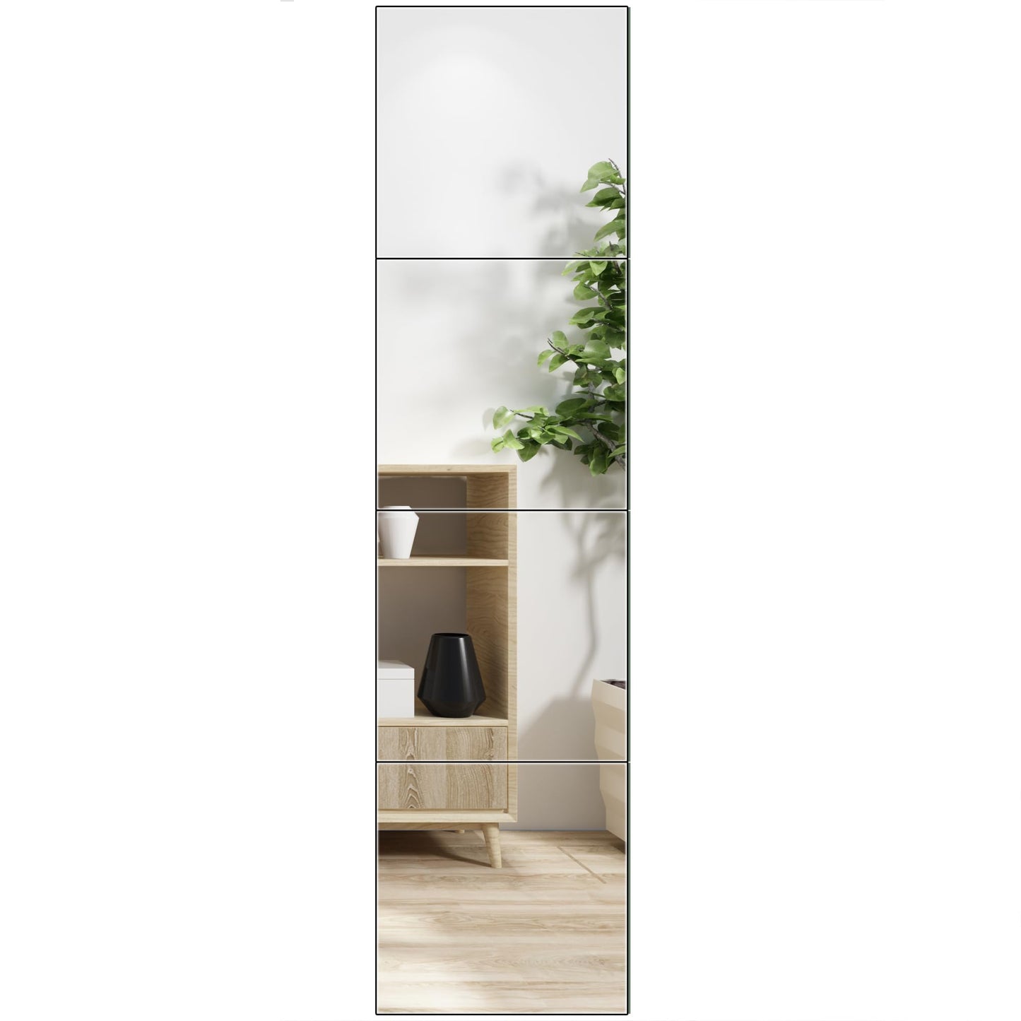Ruomeng Home Gym Mirrors 12 Inch x 12Pcs Wall Mounted Mirror Glass Frameless Full Length Mirror Tiles for Home Gym, Bedroom, Door & Bathroom