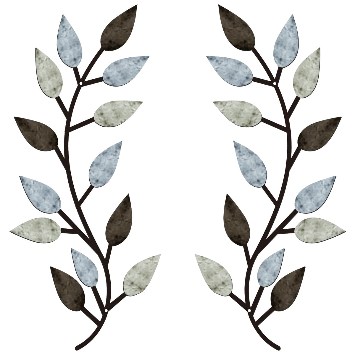 Zhengmy 2 Pcs Metal Leaf Wall Art Vine Branch Decor,Lively Colors