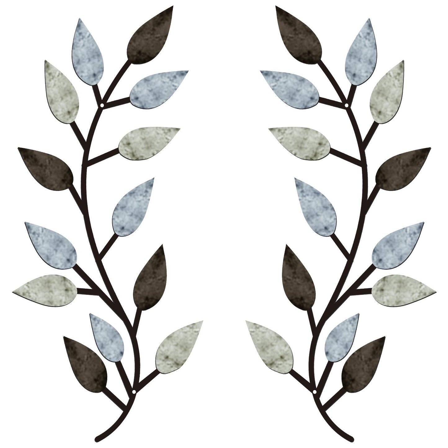 Zhengmy 2 Pcs Metal Leaf Wall Art Vine Branch Decor,Bright Colors