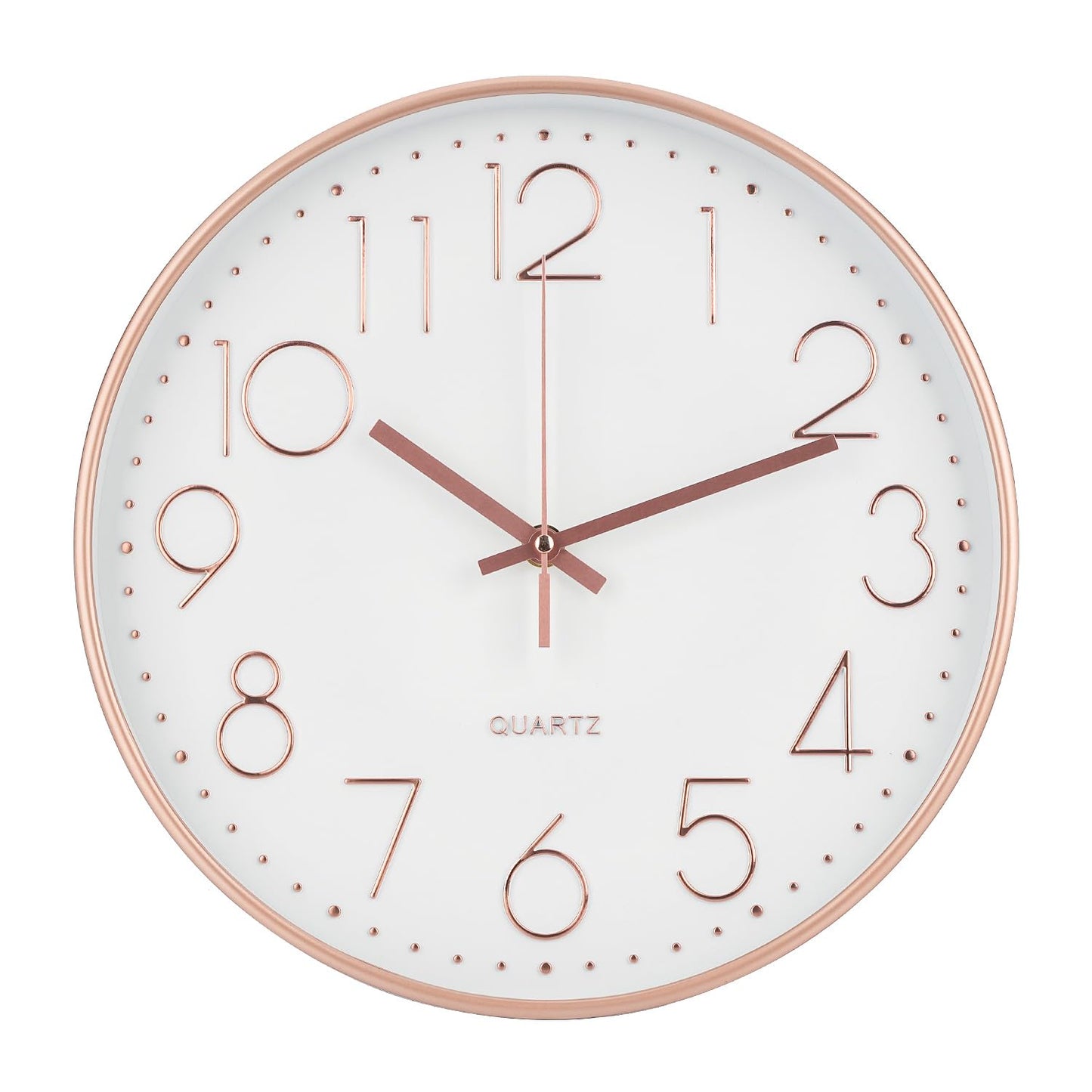 Wall Clock 12 Inch Non-Ticking Silent Modern Simple Style Round Decor Clock Gold Stereoscopic Dial Quartz Wall Clocks for Home/Office/School/Living Room/Bedroom/Kitchen