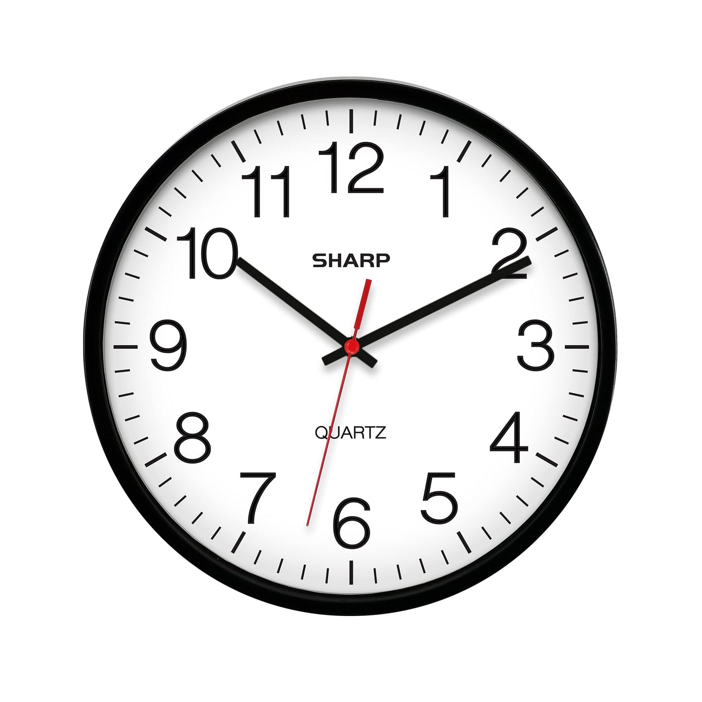 Sharp 14-Inch Battery Wall Clock, Silent Non-Ticking, Easy-Read, Black