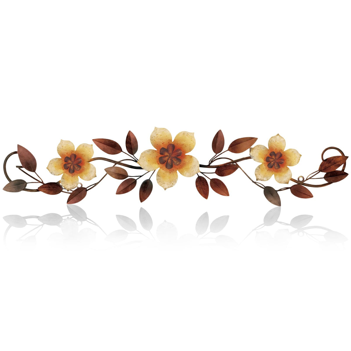 Wesiti Metal Flower Wall Decor Wrought Iron Scroll 15.7x3.7,Blue