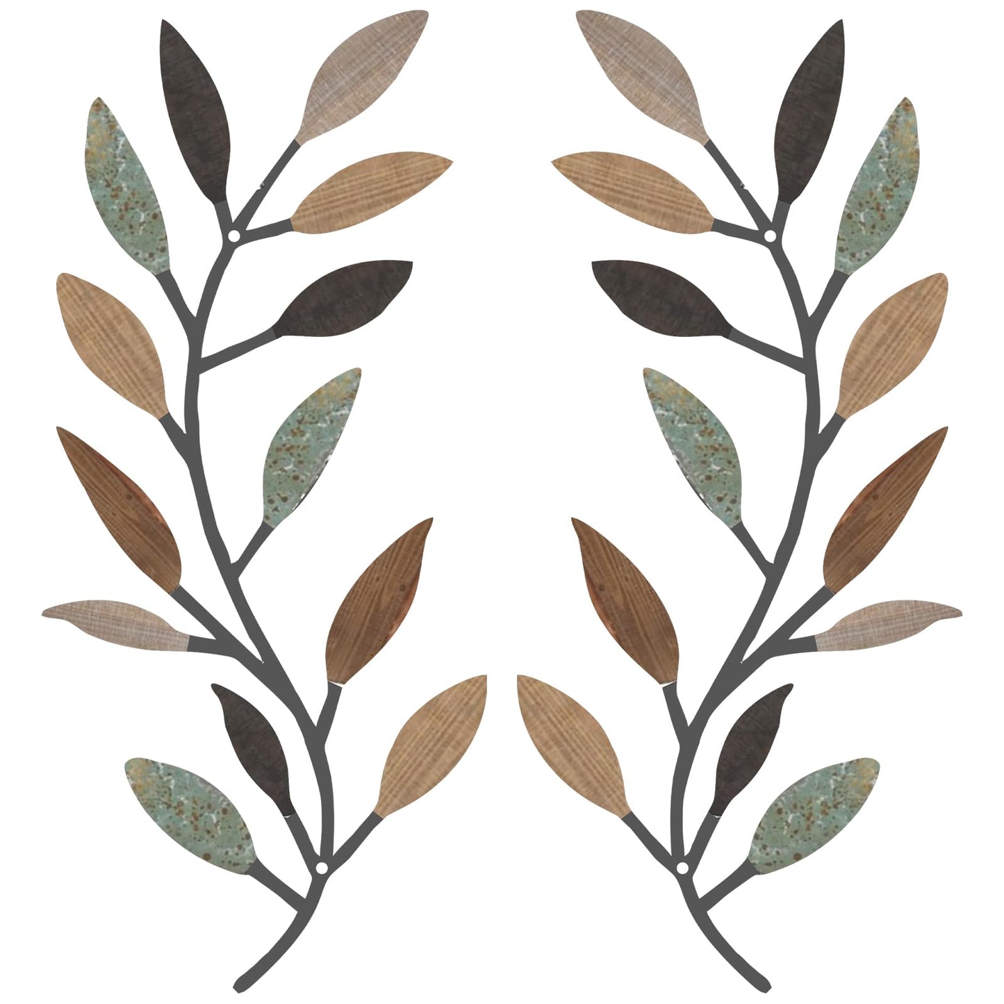 Zhengmy 2 Pcs Metal Leaf Wall Art Vine Branch Decor,Lively Colors