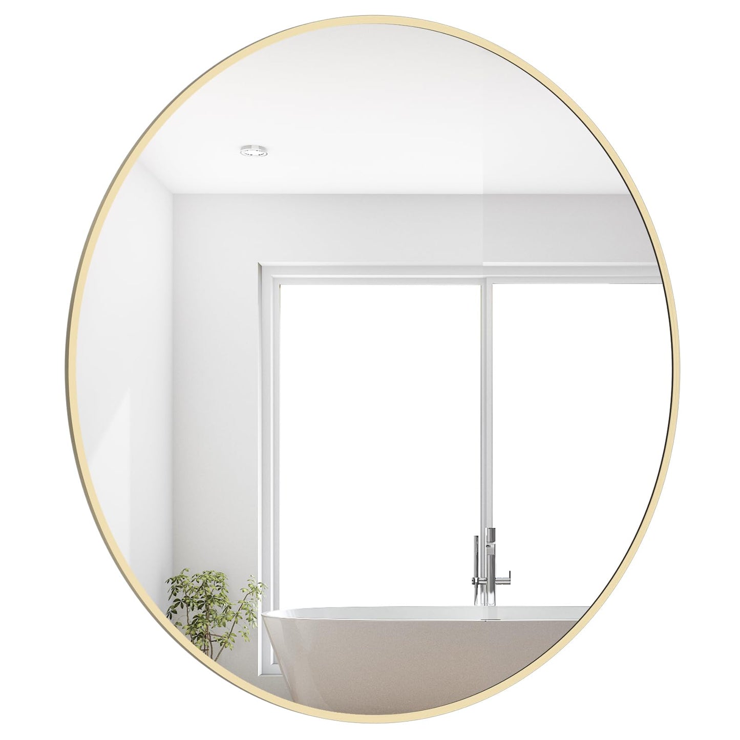 WallBeyond Round Wood Mirror 24 inch Circle Wall Mirror for Bathroom Round Wall Mirror for Wall Decor, Vanity, Entryway Living Room (Natural)