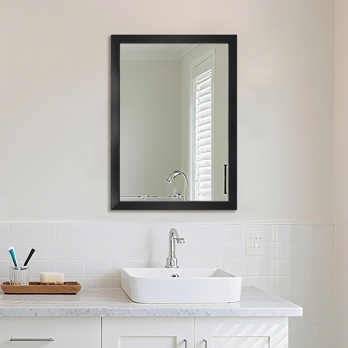 Ruomeng Wall Mirror Rectangle Decorative Mirror 12x16 Inch, Black