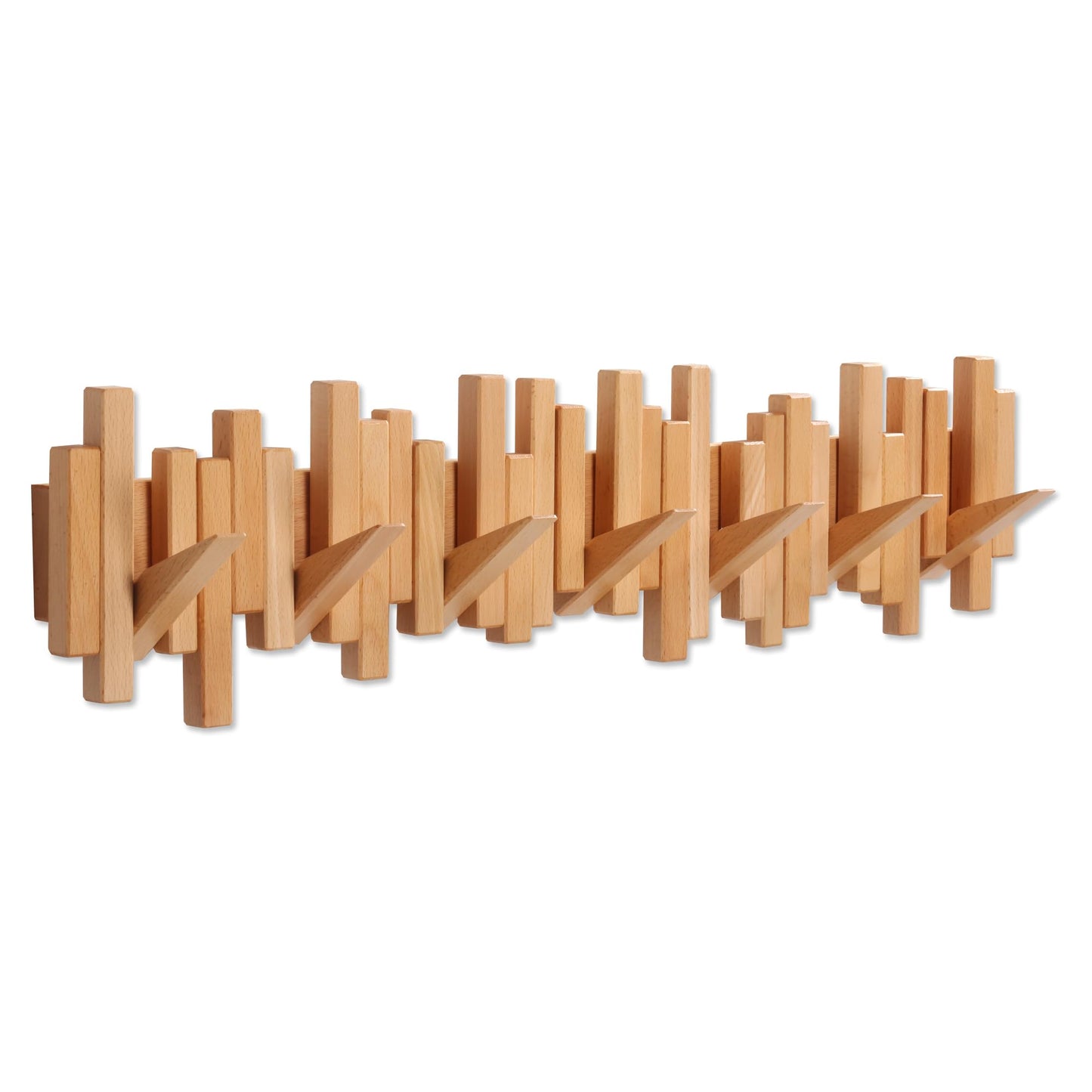 Coat Rack Wall Mount Piano Flip Down Wall Hook Rack 7 Hooks Walnut