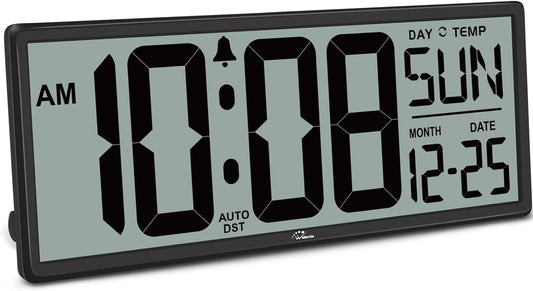 WallarGe 14.5'' Large Digital Wall Clock Battery Operated