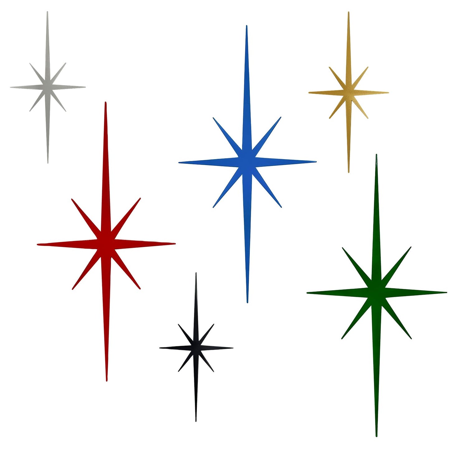 sxnzequnze 4 Pcs Star Wall Art for Home Decor Living Room Bedroom Office Metal 3D,Bling,with Hanging Hook Starburst Midcentury Sculpture Retro Gallery Accent Celestial -Gold 16.5in/9.4in