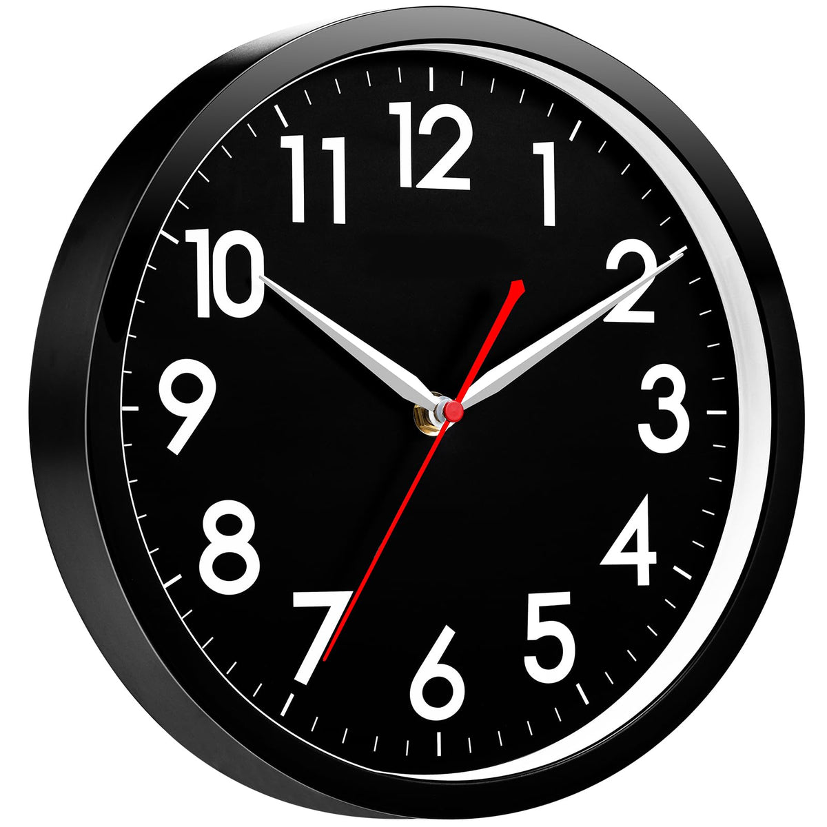 AKCISOT 12 Inch Wall Clock, Silent Battery Operated Analog Clock, Black