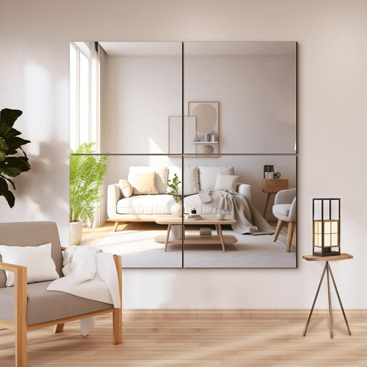 Delma Frameless Mirror Tiles 14"x12"x8 Pcs Wall Mounted