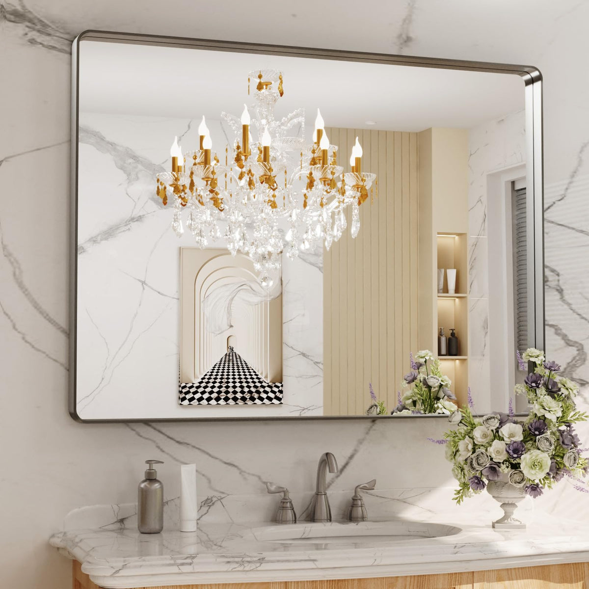 LOAAO 22X30 Inch Black Bathroom Mirror Metal Framed