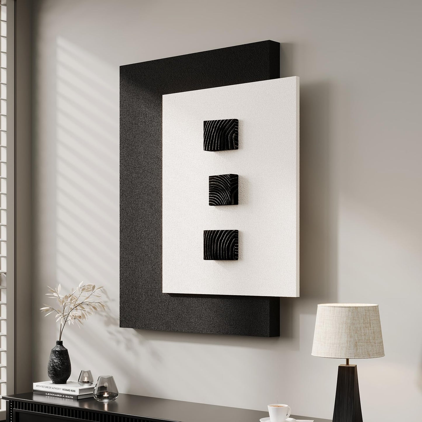 Large Wood Abstract Wall Art for Living Room, Modern 3D Artwork for Walls