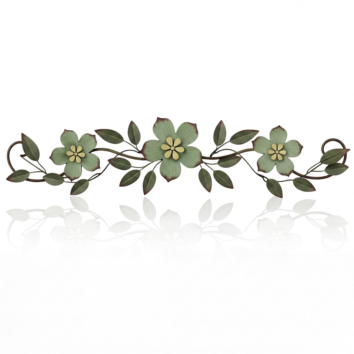 Wesiti Metal Flower Wall Decor Wrought Iron Scroll 15.7x3.7,Blue