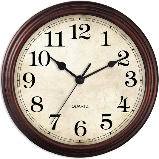 Wall Clock 9 Inch Vintage Decorative Battery Operated Silent Bronze