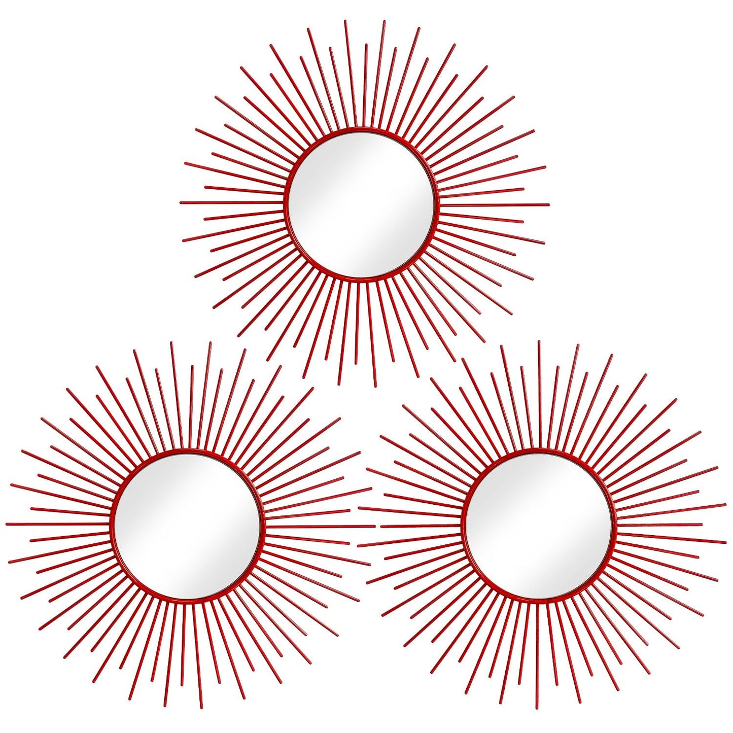 3 Pack Metal Mirrors for Wall Sunburst Wall Mirrors Home Décor Decorative Hanging Wall Art for Living Room Bedroom Entryway (Gold, Flower+Sunburst)
