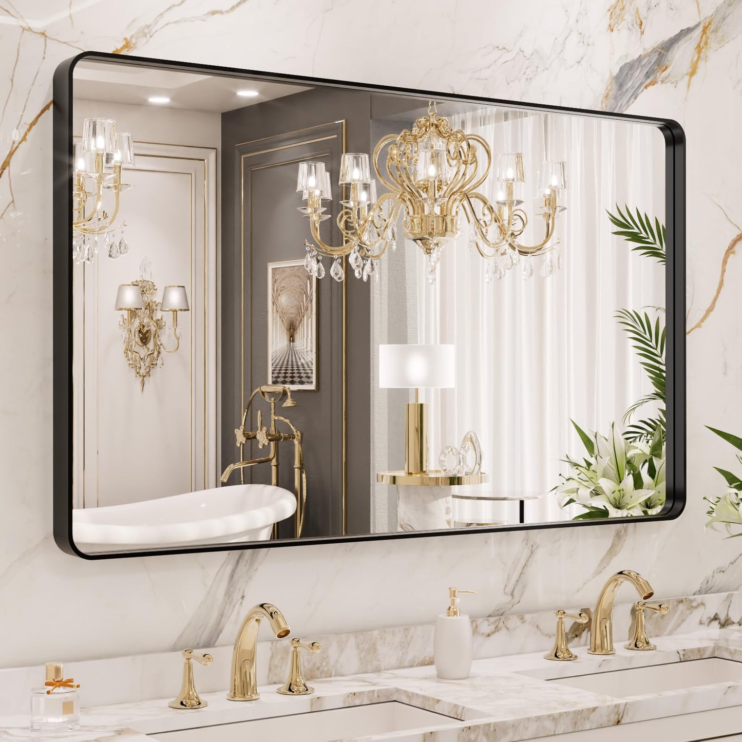 LOAAO 22X30 Inch Black Bathroom Mirror Metal Framed