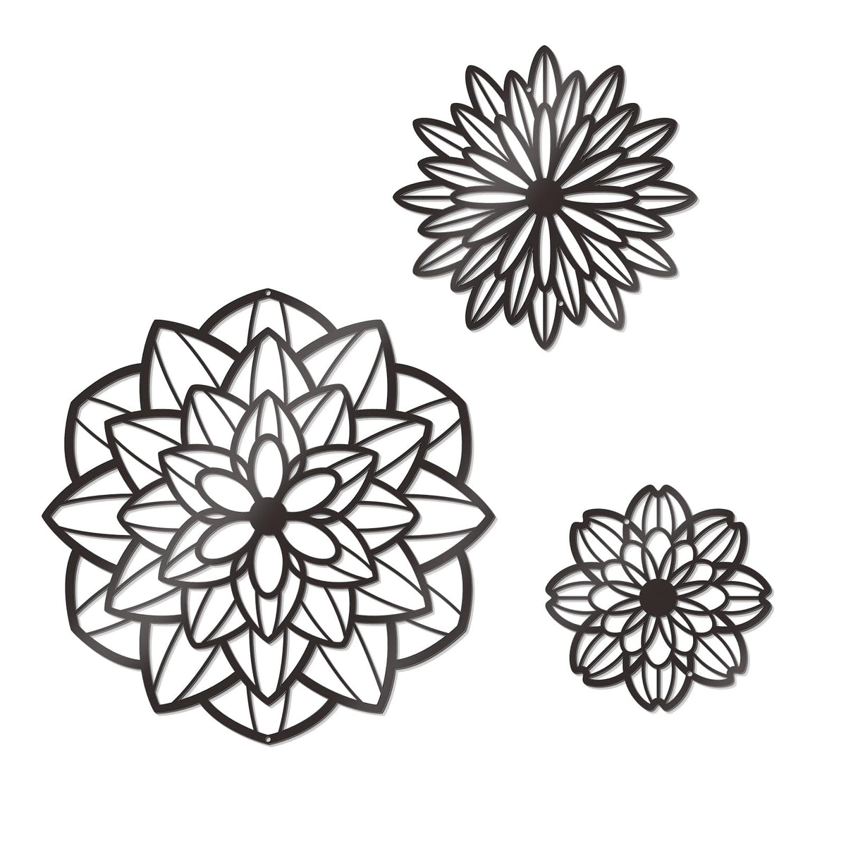 Zzbakress 3 Pcs Metal Flowers Wall Art Bathroom Wall Decor, Black Elegant