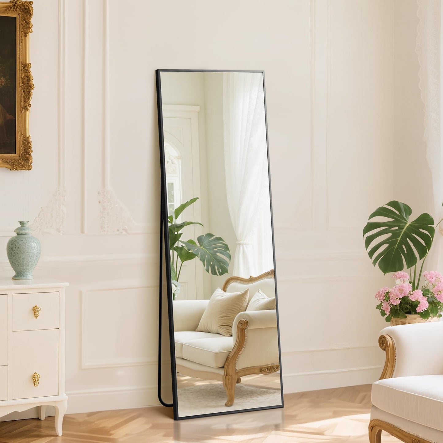 DUMOS 64"x21" Full Length Mirror with Stand, Full Body Floor Mirror