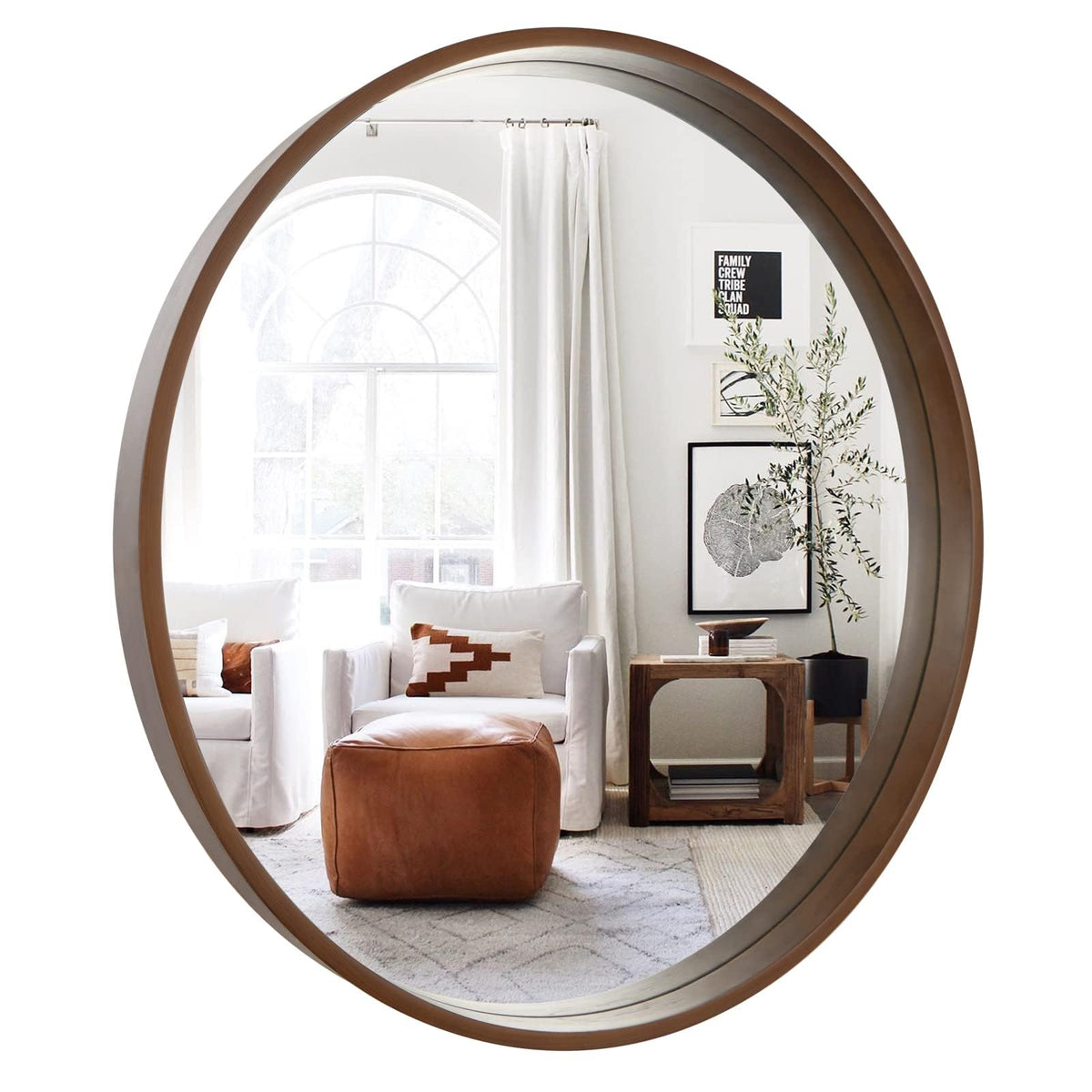 WallBeyond Round Wood Mirror 24 inch Circle Wall Mirror for Bathroom Round Wall Mirror for Wall Decor, Vanity, Entryway Living Room (Natural)