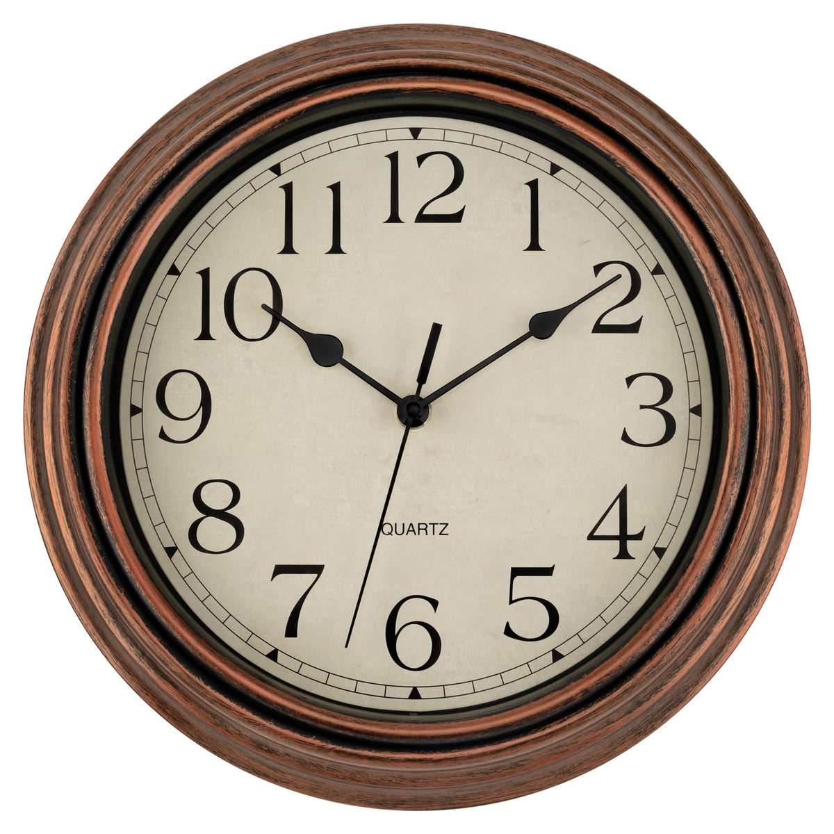 Foxtop Retro Silent Non-Ticking Round Classic Clock Quartz Decorative Battery Operated Wall Clock for Living Room Kitchen Home Office 12 Inch (Bronze)